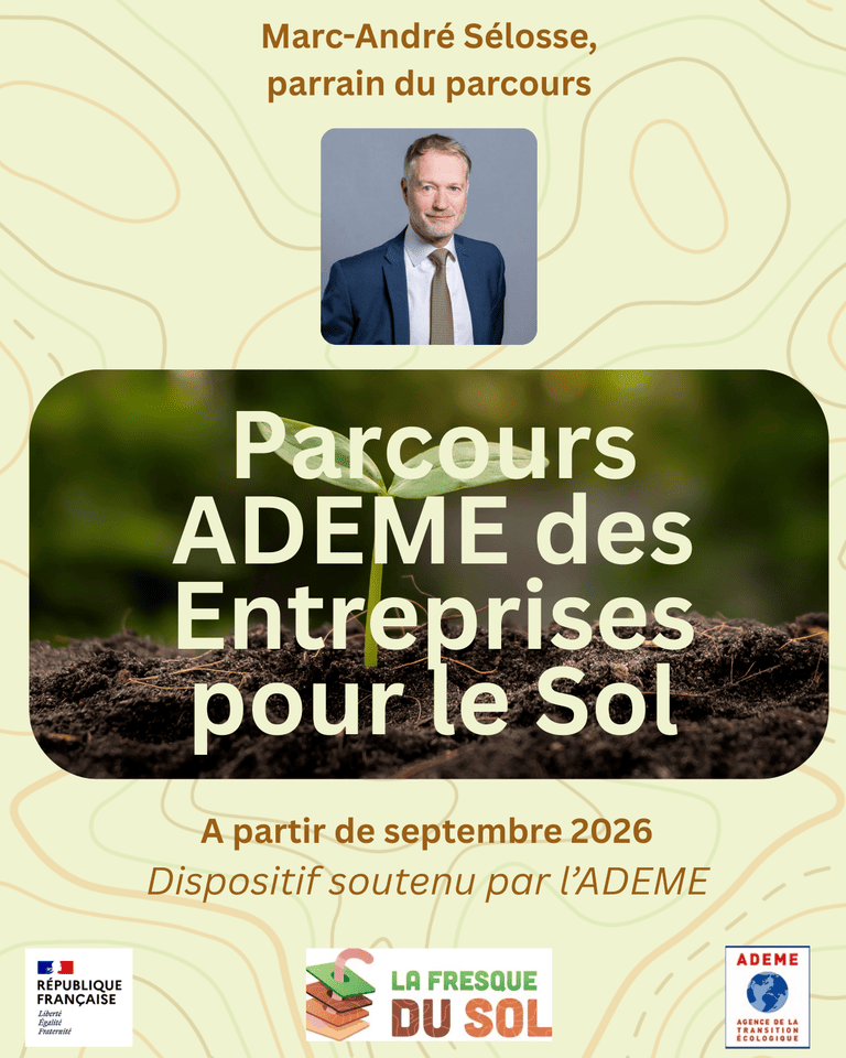 Santé des sols : Affiche du Parcours ADEME des Entreprises pour le sol.